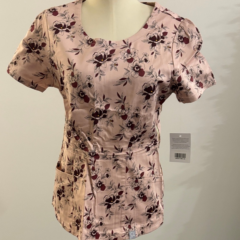 Jaanuu Pink Floral Women's scrub top